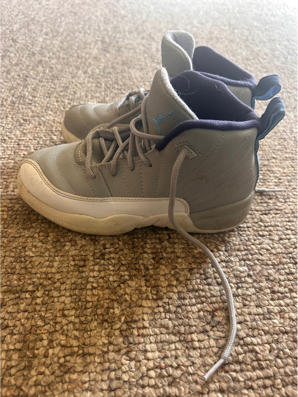 Jordan Kids Gray and Navy Basketball Sneakers Size 12.5C